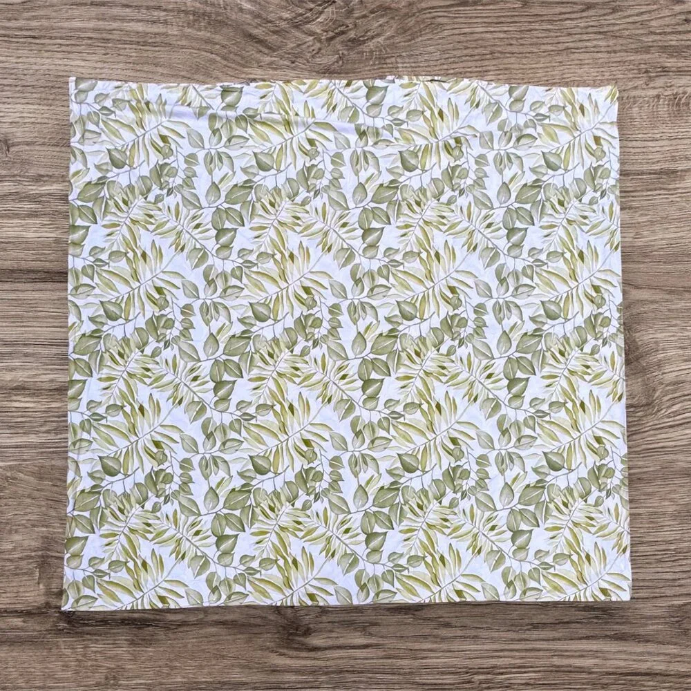 Pottery Barn Green Botanical Leaf Print Organic Cotton Duvet Cover Full/Queen